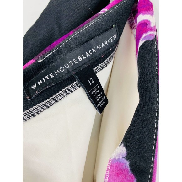 WHBM Size 12 Skirt Pencil Back Zip Slit Purple Floral Stretch Lined Below Knee - Picture 5 of 6